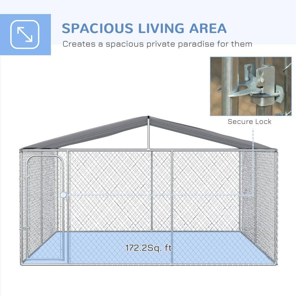 PawHut Large Outdoor Metal Dog Kennel with Roof