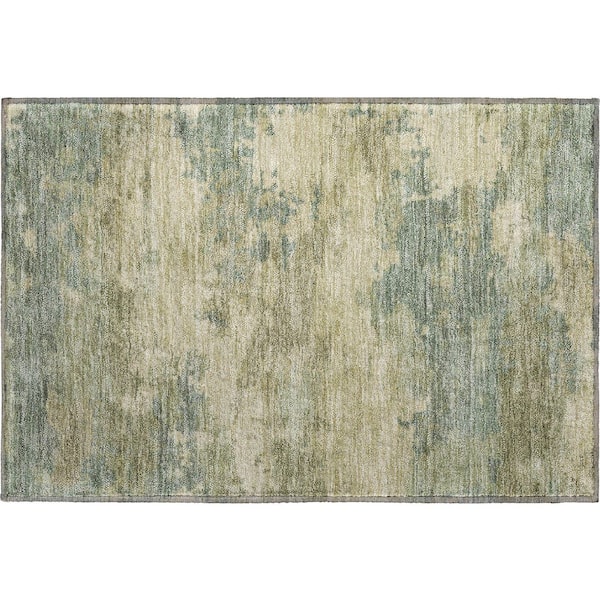 Mayfield Premium Machine Washable Abstract AMF2075 Seafoam 2 ft. x 3 ft. Accent Rug