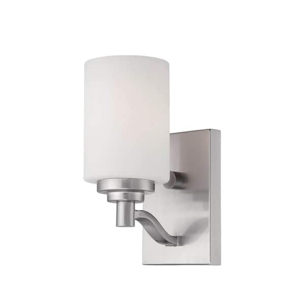Millennium Lighting Satin Nickel Sconce with Etched White Glass