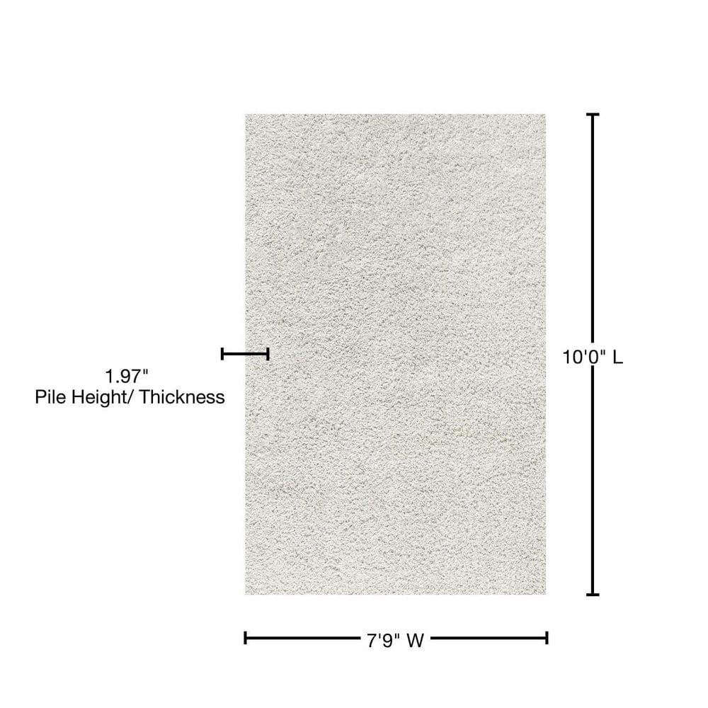 White 8' x 10' Synthetic Shag Area Rug
