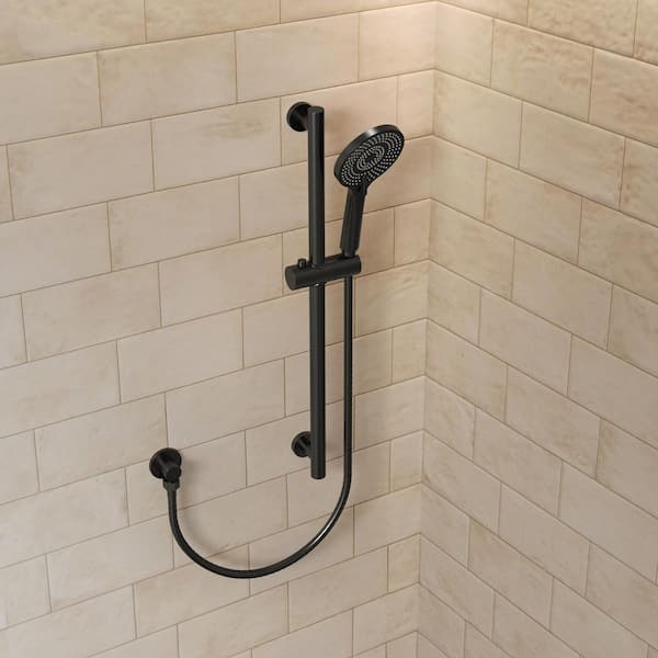 Minimalist 3-Spray Multifunction Wall Bar Shower Kit with Round Handheld Shower with Adjustable Bar in Matte Black