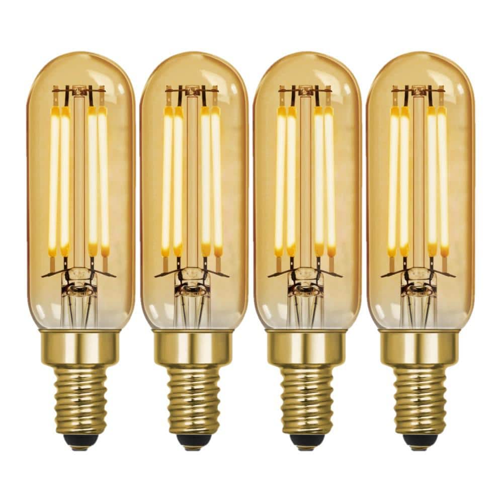 Amber Glass Vintage LED Dimmable T6 Light Bulbs, 4-Pack