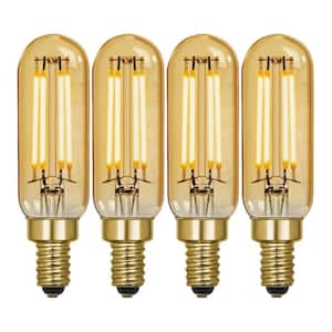 40-Watt Equivalent T6 Dimmable Straight Filament Amber Glass E12 Candelabra Vintage LED Light Bulb, Warm White (4-Pack)