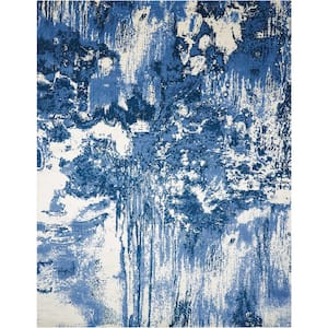 Twilight Blue/Ivory 12 ft. x 15 ft. Abstract Contemporary Area Rug