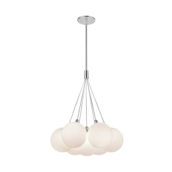 Bolla 17 in. 7-Light 20-Watt Opal Glass Integrated LED Chandelier