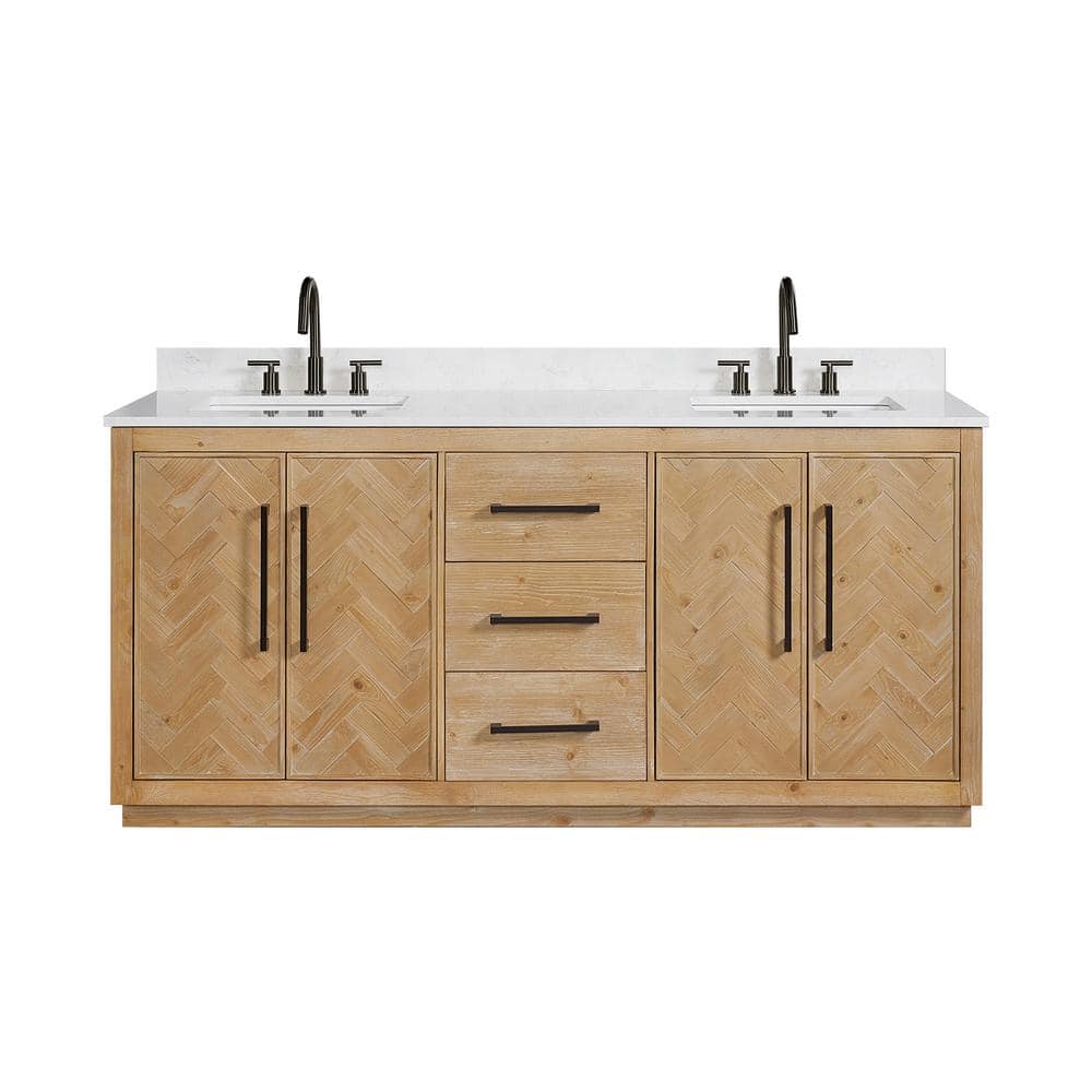 Altair Bellavia 72 in. W x 22 in. D x 34 in. H Double Sink Bath Vanity in  Weathered Fir with White Engineered Stone Top 559072-WF-GW-NM - The Home 