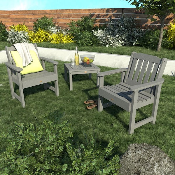 Highwood Lehigh Coastal Teak 3-Piece Recycled Plastic Patio Conversation Set