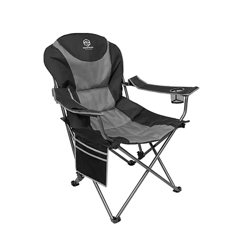 Black and Gray Outdoor Adjustable 3 Position Deluxe Camping Chair Heavy-Dut