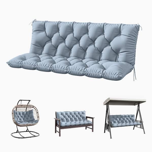 Kimunuk 60 in. x 40 in. x 5 in. 2-3 Seater Contoured Replacement Outdoor Porch Swing Cushion with Backrest Bench Cushion Sky