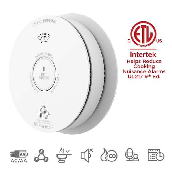 Hardwired connected Smoke and Carbon Monoxide Detector with 2 AA Batteries Back Up, Voice Alert Smoke & CO Alarm, 4-Pack