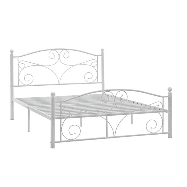 White Metal Platform Full Bed