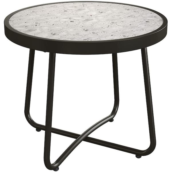 Unbranded 17.75 in. Metal Outdoor Side Table in Creamy White