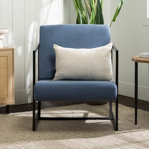 Modern Denim Polyester Arm Chair Set of 1 with Geometric Metal Frame