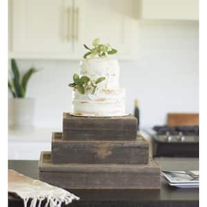 Weathered Gray Rustic Farmhouse 3-Tier Solid Wood Cake and Dessert Stand