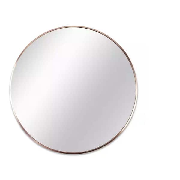 Unbranded 16 in. W x 16 in. H Round Aluminum Framed Circle Mirrors Wall Mount Mirror Rounded Bathroom Vanity Mirror in Gold
