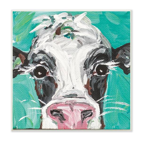 Stupell Industries 12 in. x 12 in. "Oreo The Cow" by Molly Susan Strong Printed Wood Wall Art