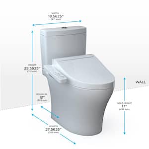 Aquia IV 2-Piece 0.8/1.28 GPF Dual Flush Elongated Comfort Height Toilet in Cotton White, KC2 Washlet Seat Included