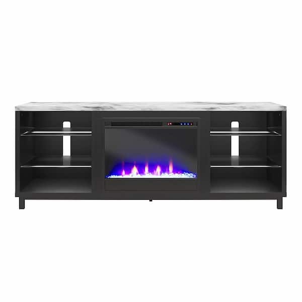 CosmoLiving by Cosmopolitan Westchester Black TV Stand Fits TVs up to 65 in. with Electric Fireplace Insert