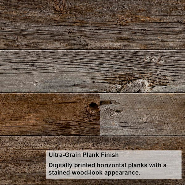 Modern Steel 8 ft x 7 ft 18.4 R-Value Insulated Wood Look Plank Barnwood Garage Door without Windows