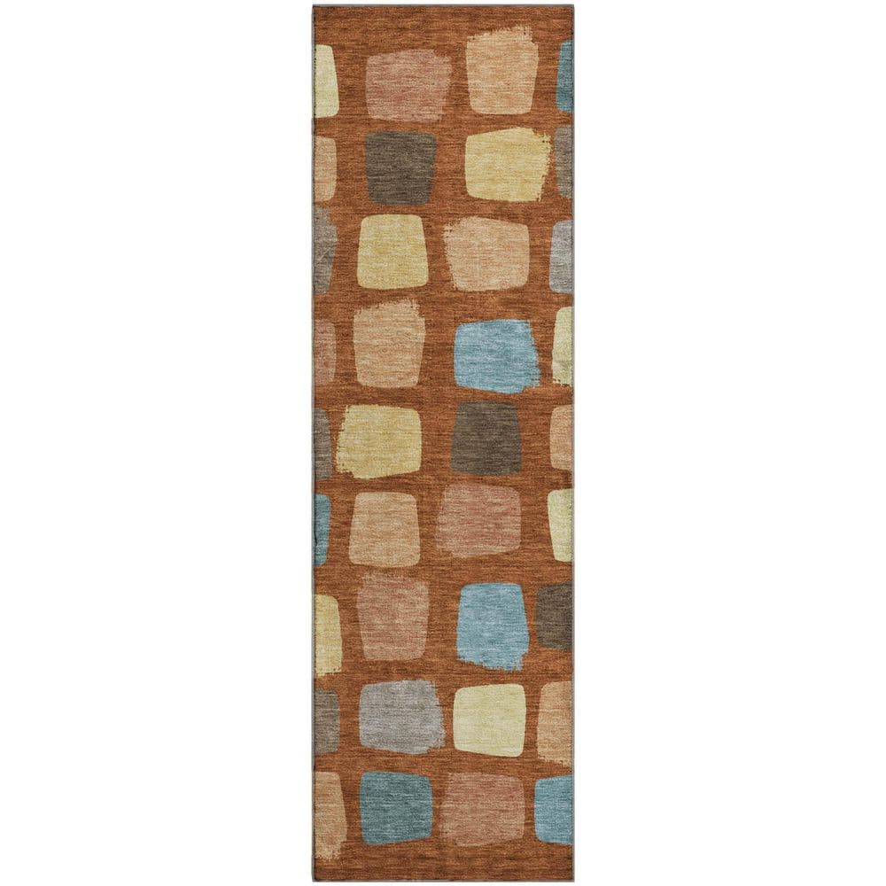 Mayfield Premium Machine Washable Abstract AMF2501 Paprika 2 ft. x 7 ft. Runner Rug price history on PriceWatchPro