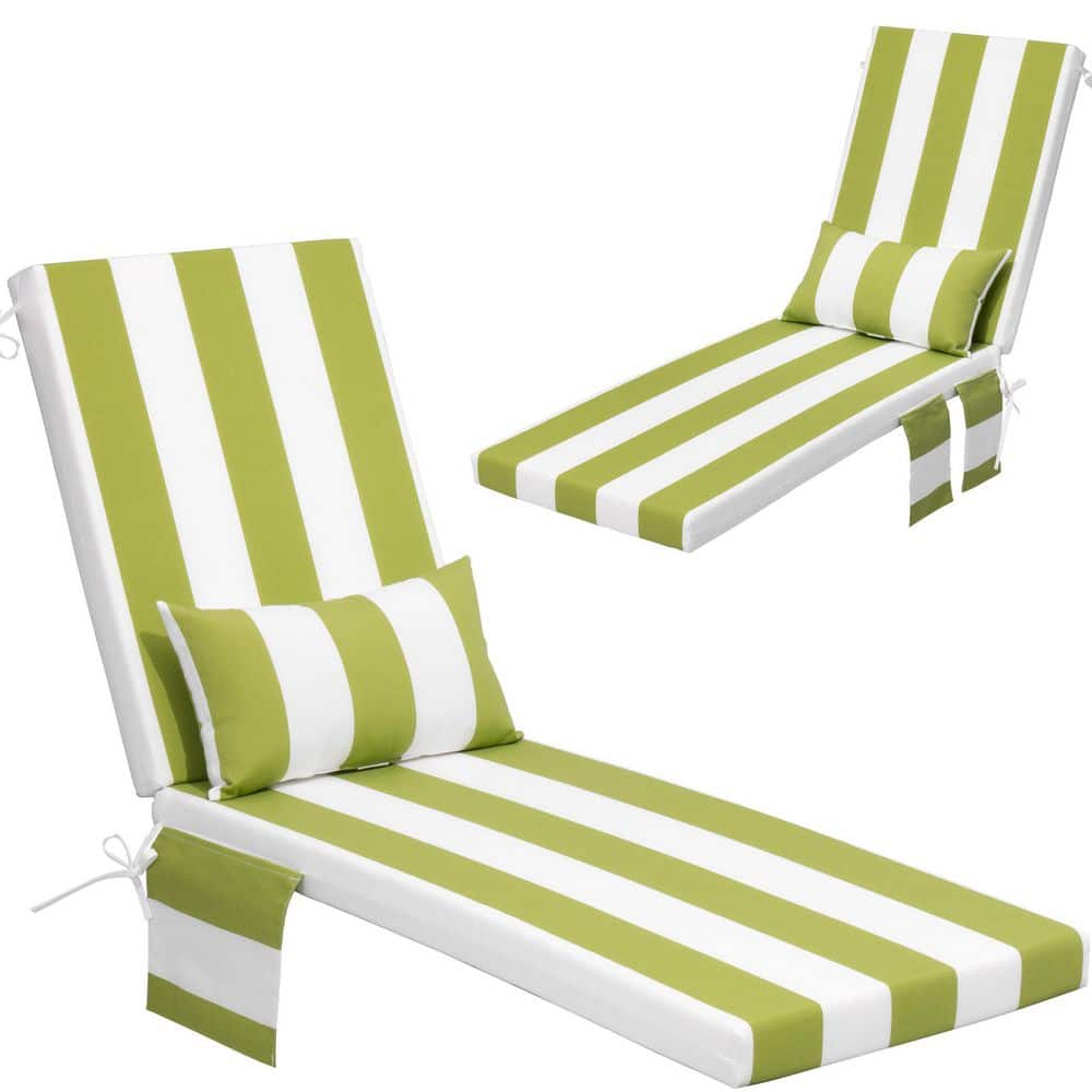 72 in. x 21 in. 2-Piece Outdoor Polyester Patio Chaise Lounge Cushion in Gr
