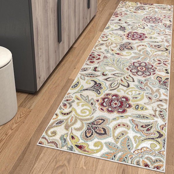 Deco Abstract Ivory 2 ft. x 8 ft. Indoor Runner Rug