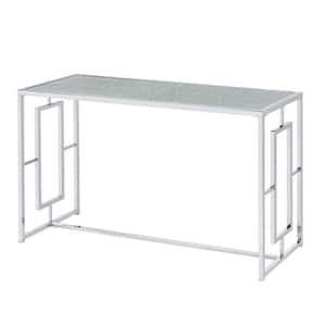 Tedmon 48 in. Chrome Rectangle Glass Console Table with Waterfall Pattern Top