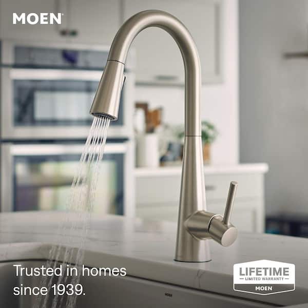 Sleek Spot Resist Stainless 15.56 in. H Pull Down Sprayer Kitchen Faucet with 360 Degree Spout Swivel and Power Boost