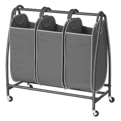 3-Laundry in Gunmetal with Grab and Go Style Hamper Bag Sorter