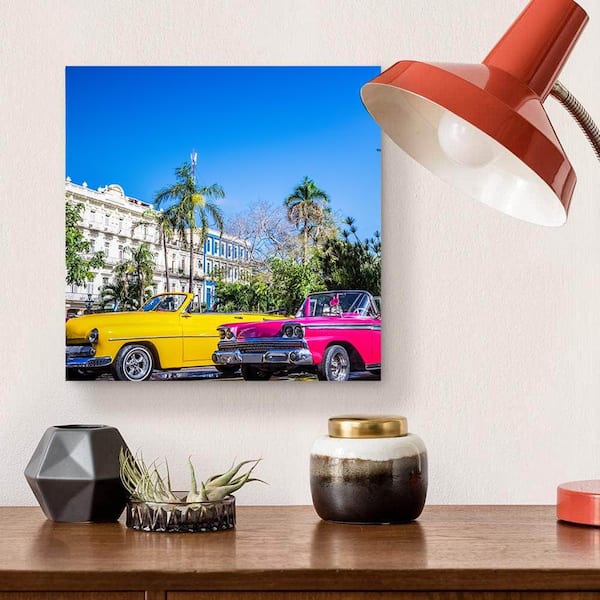 VENICE BEACH Collections Vintage Cars Photography by Unknown 1 Piece Unframed Canvas Drawing Print 14 in. x 14 in.