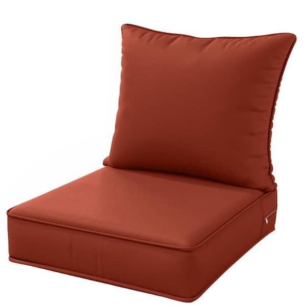 22 in. x 24 in. x 4 in. Square Outdoor Deep Seating Cushion Set Seat and Back Cushion for Lounge Chair Terra Red