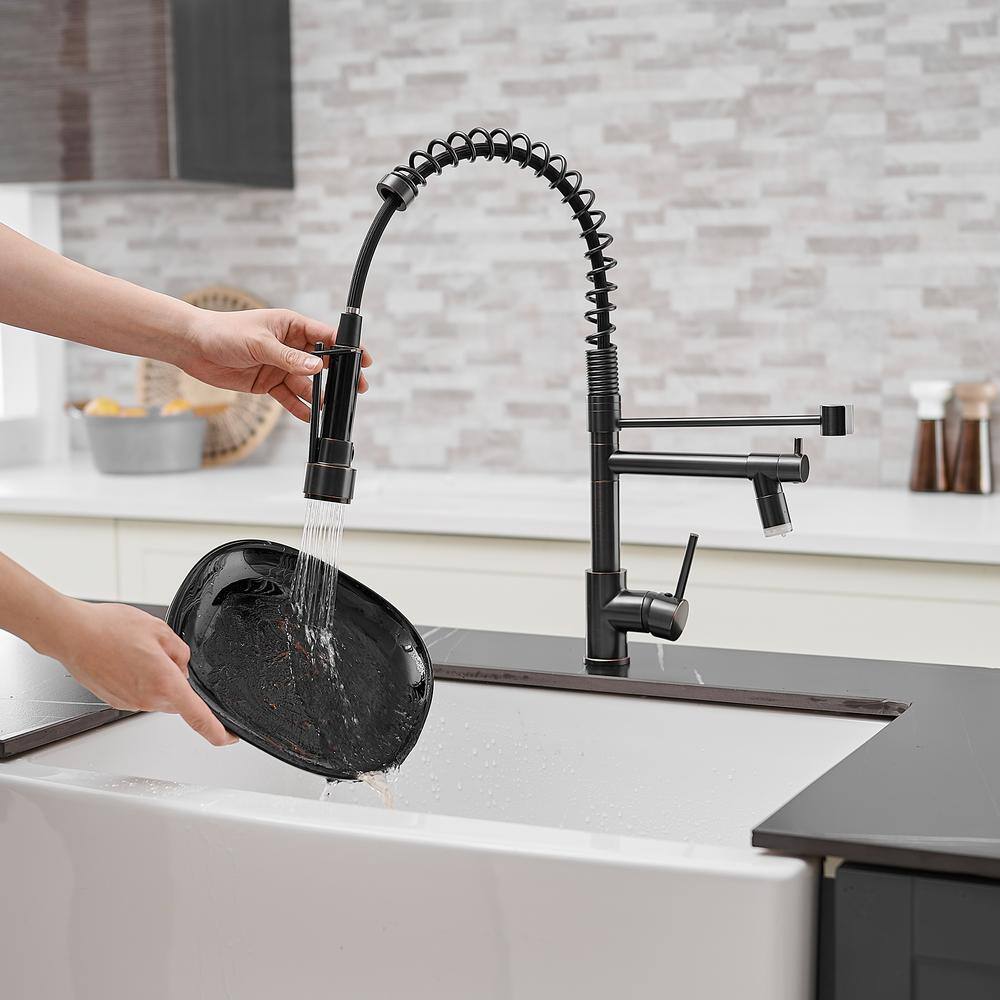 Oil Rubbed Bronze LED Pull Down Kitchen Faucet with Spray