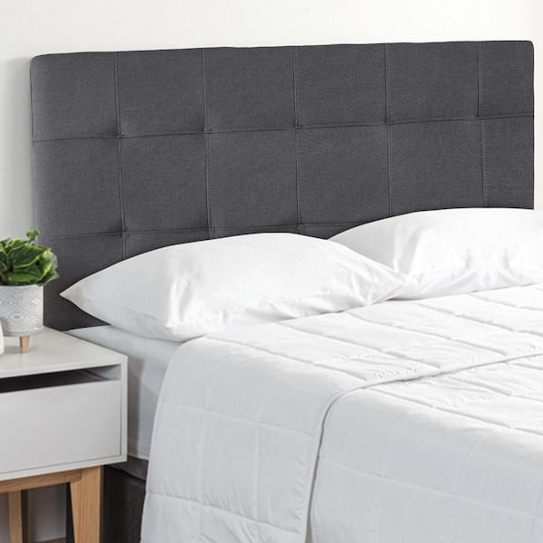 HOMESTOCK Light Gray Upholstered Tufted Headboard Type for Full and Queen Beds, Height Adjustable Headboard