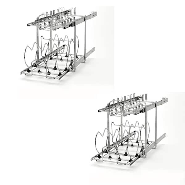REV-A-SHELF Base Cabinet Easy Pullout 2 Tier Cookware Organizer (2 Pack)
