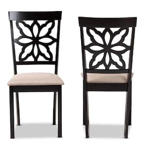 Samwell Sand and Dark Brown Fabric Dining Chair (Set of 2)