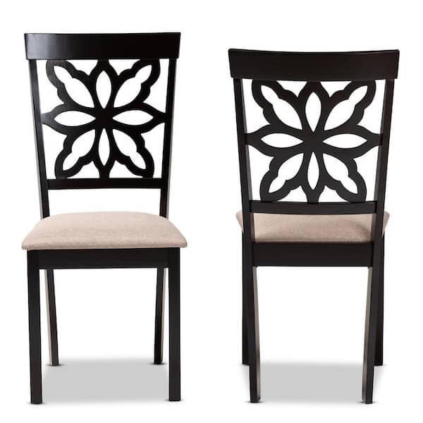Baxton Studio Samwell Sand and Dark Brown Fabric Dining Chair (Set of 2)