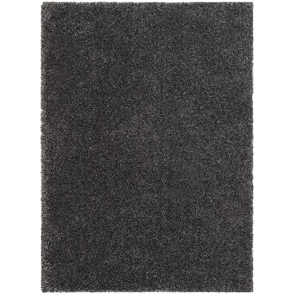 Well Woven Juni Halden Solid Dark Grey 7 ft. 10 in. x 9 ft. 10 in. Nordic Thick Area Rug