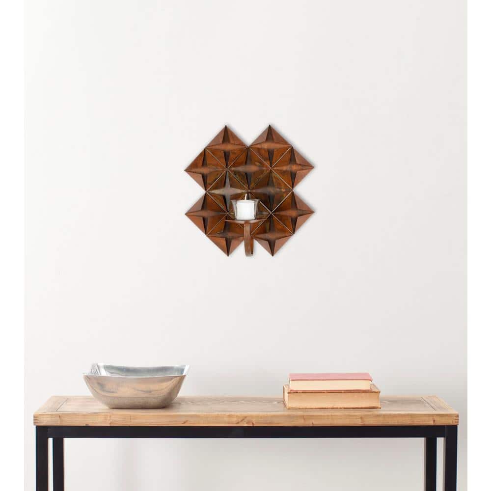 Copper Origami Iron Wall Sconce with Candle Holder
