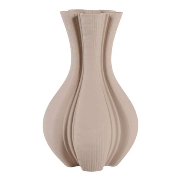 14.75 in. Ivory Ceramic Abstract Decorative Vase
