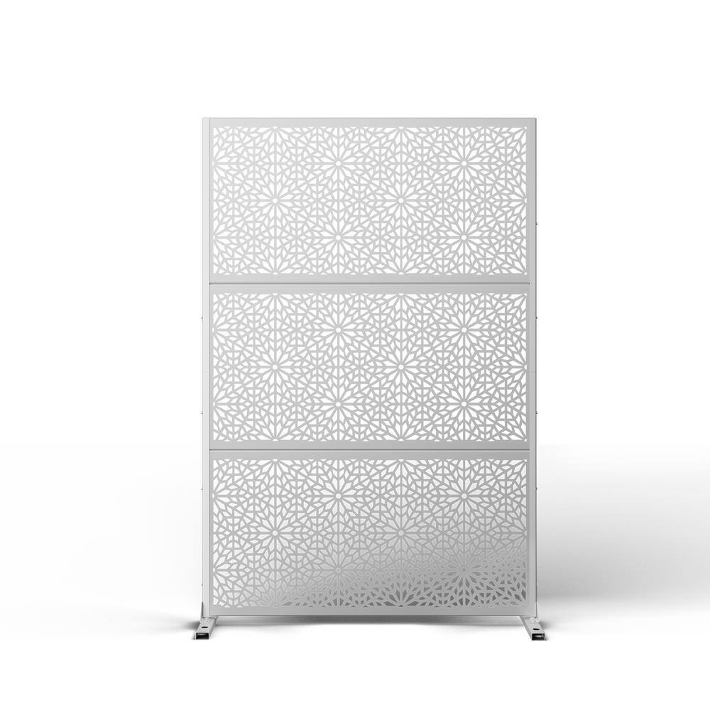 PexFix 71 x 47 in. Modern White Patio Privacy Screen with Stand Flower
