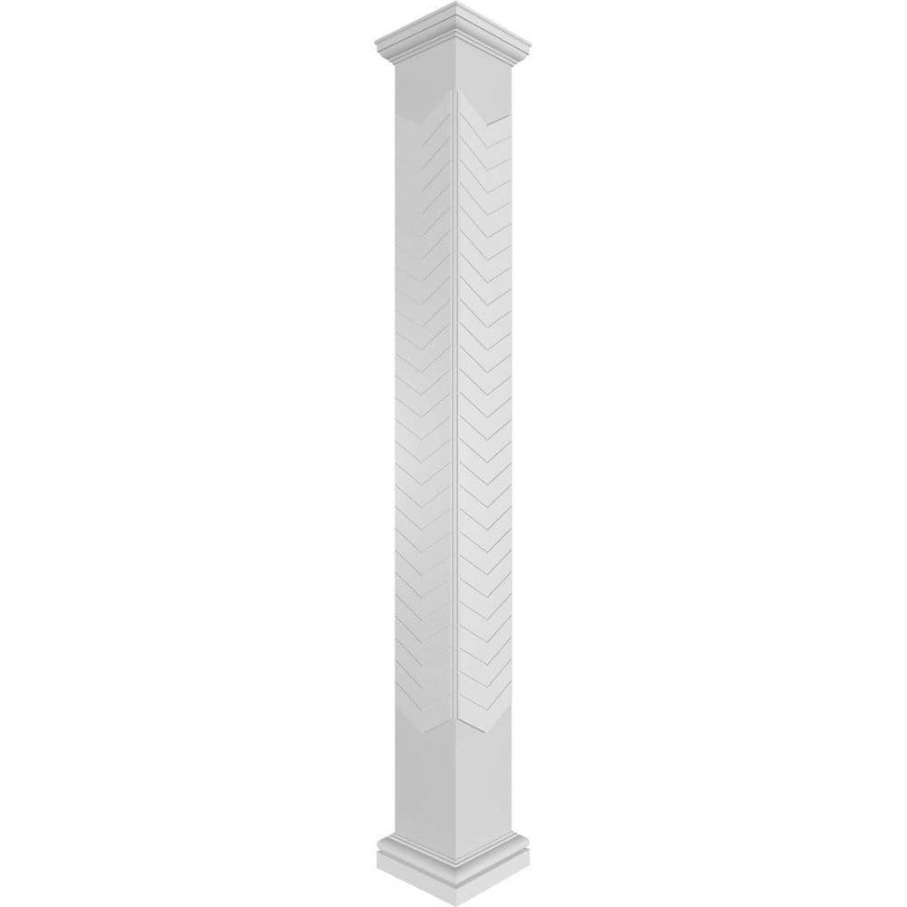 11-5/8 in. x 8 ft. Premium Square Non-Tapered Chevron Modern Fretwork PVC Column Wrap Kit with Tuscan Capital and Base price history on PriceWatchPro