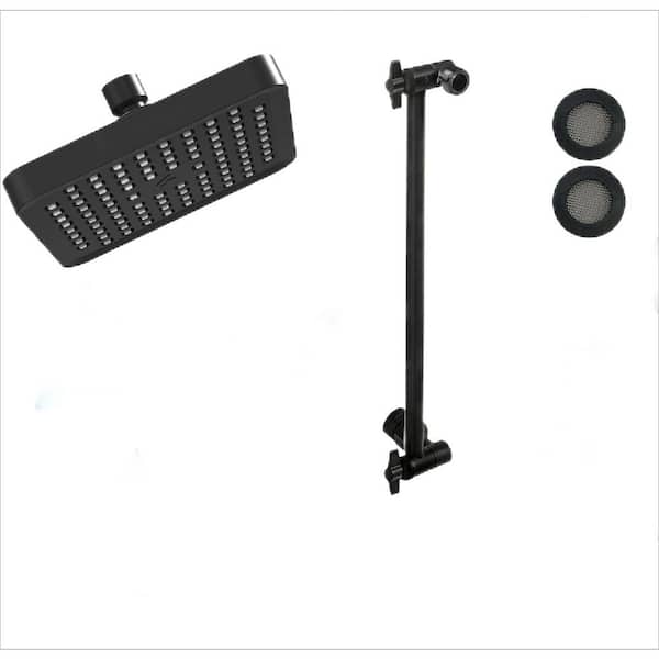 Unbranded Shower Head 1-Spray Patterns with 16 in. Arm with 1.8 GPM 6 in., ‎Ceiling Mount Rain Fixed Shower Head in Midnight Black