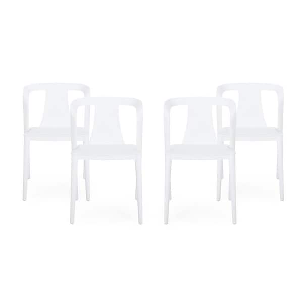 Orchid White Stackable Plastic Outdoor Patio Dining Chair (4-Pack)