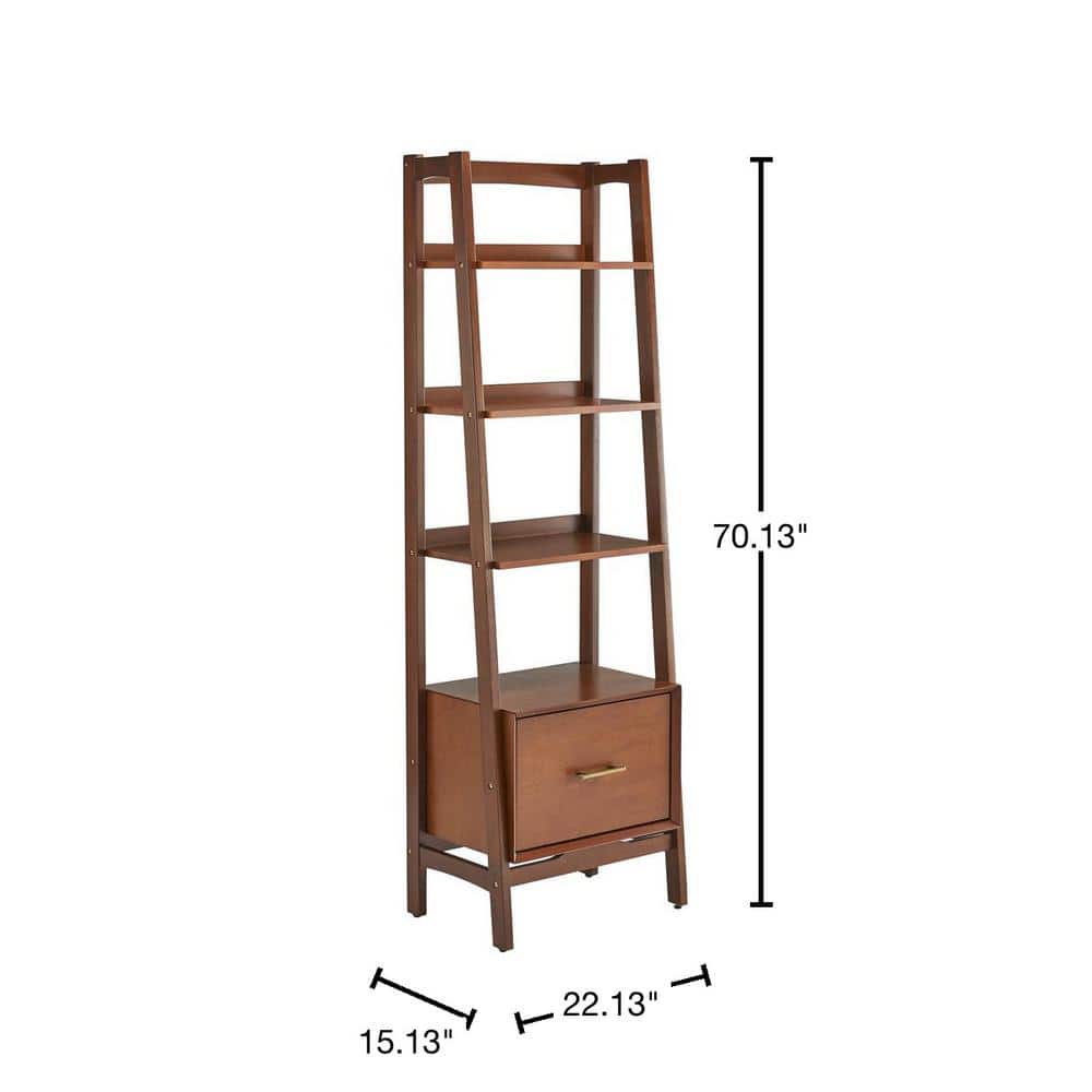 Landon Mid-Century Mahogany Narrow Etagere Bookcase
