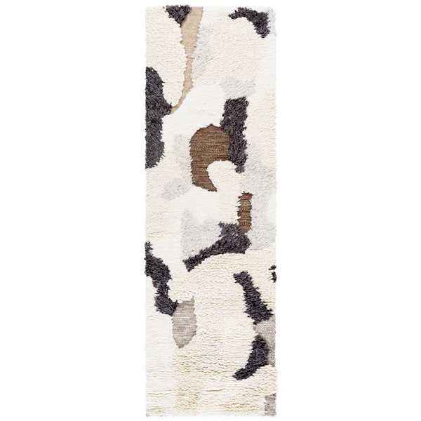 Casablanca 2 ft. x 8 ft. Ivory/Gray Abstract Speckled Runner Rug