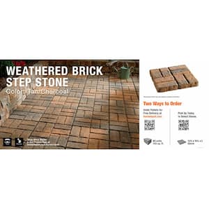 Paper Sample Only: Weathered Brick 15.75 in. x 15.75 in. x 2 in. Tan/Charcoal Concrete Step Stone Sample Board (1-Piece)