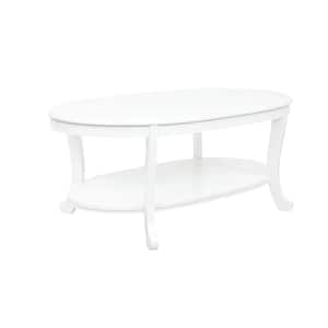 Makenna 48 in. L White Oval Wood top Coffee Table