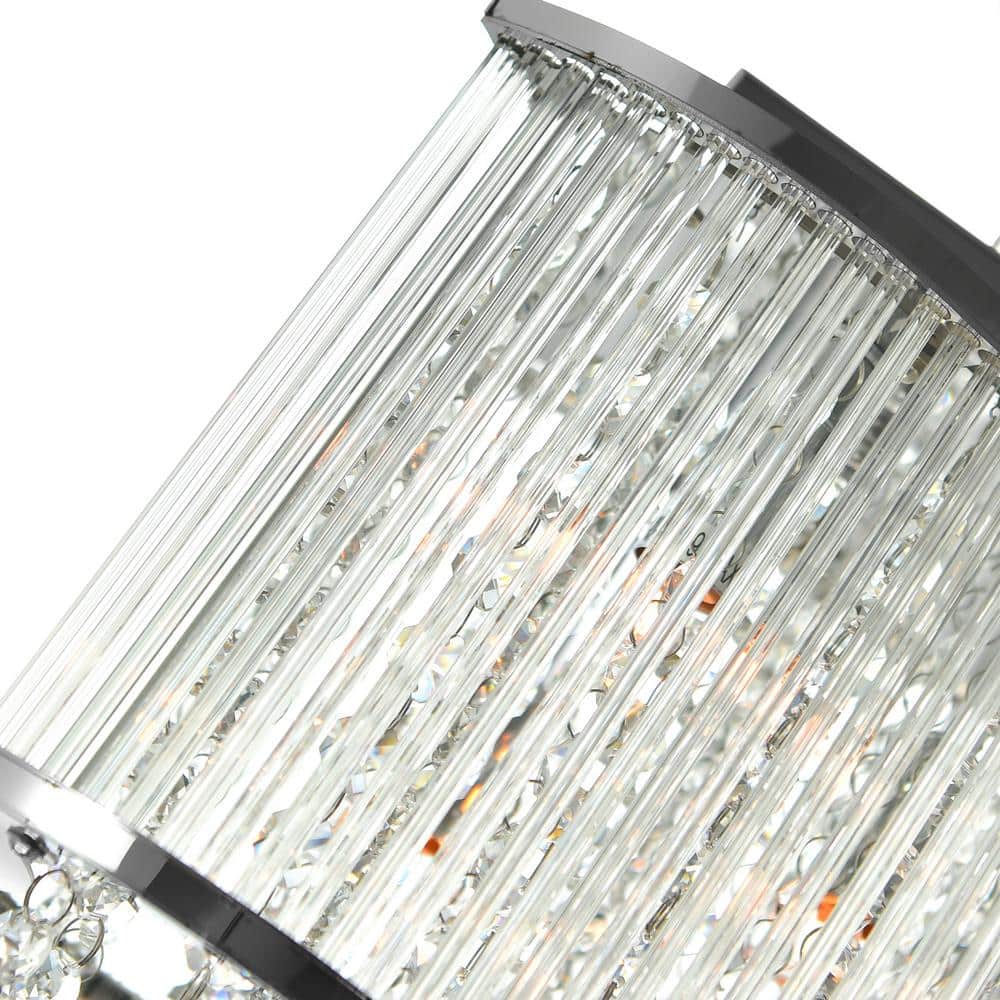 Elsa Crystal Chrome LED Mini Drum Pendant Light