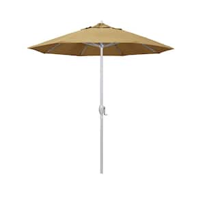 7.5 ft. Matted White Aluminum Market Patio Umbrella Auto Tilt in Wheat Sunbrella
