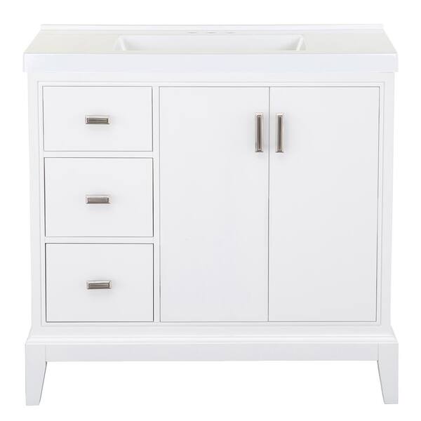 Home Decorators Collection Shaelyn 37 in. Single Sink Sink White Bath Vanity with White Cultured Marble Top (Assembled)